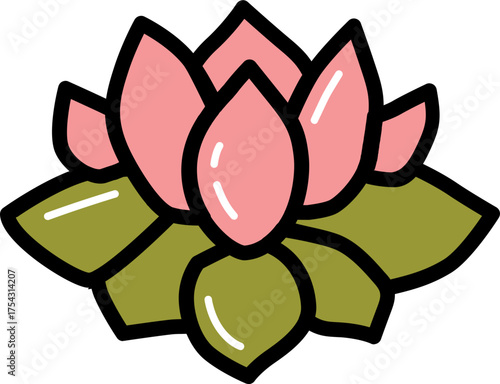 Lotus flower chinese culture line icon