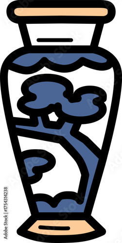 Vase chinese culture line icon