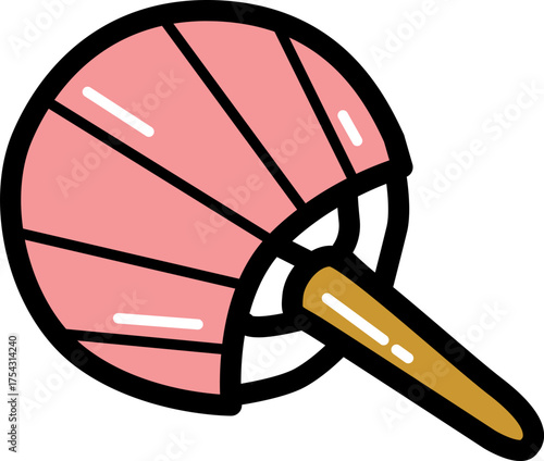 Handheld fan chinese culture line icon