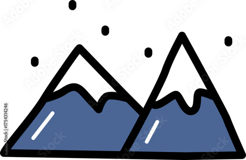 Snow mountain chinese culture line icon