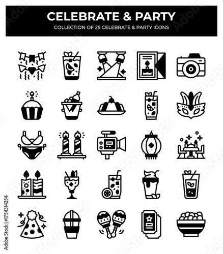 Collection of 25 Celebrate & Party Icons
