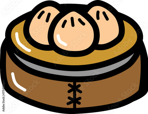 Dumpling chinese culture line icon
