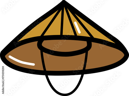 Conical hat chinese culture line icon