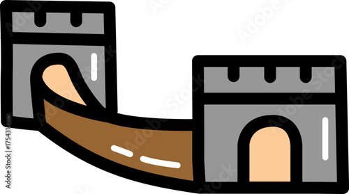 The great wall of china culture line icon