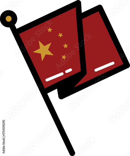 Chinese flag culture line icon