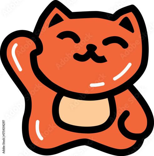 Welcoming cat chinese culture line icon