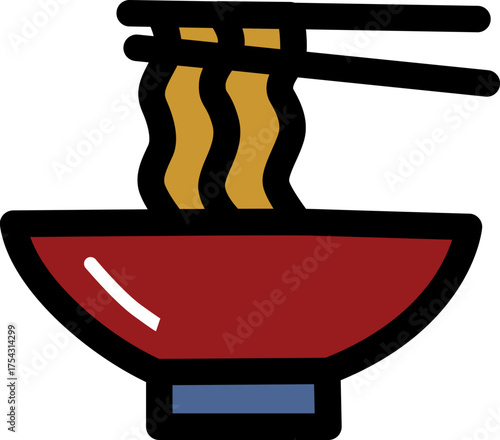 Noodle bowl chinese culture line icon