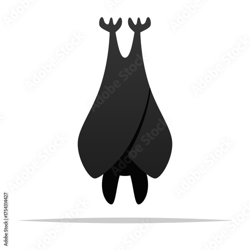 Bat hanging upside down vector isolated illustration
