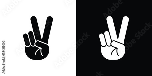 Hand peace icon glyph vector Illustration