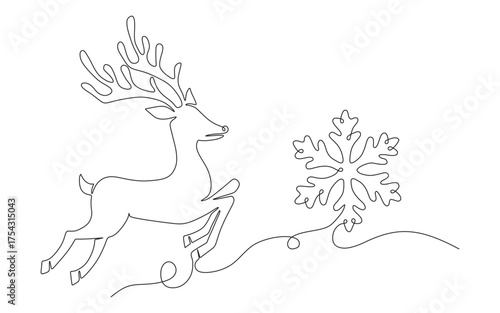 continuous line of deer and s...