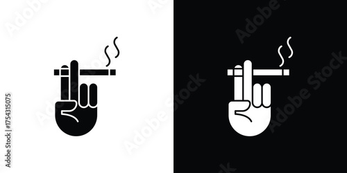 Hand holding cigarette icon glyph vector Illustration