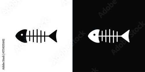 Fish bones icon glyph vector Illustration
