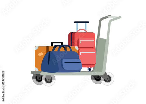 Cart with suitcases stock illustration