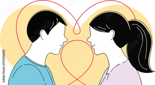 Loving Couple's Connection A Symbolic Illustration of Romance, Love, and Shared Hearts