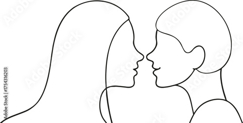 Two people facing each other, forming a bond, ready for connection and affection, sharing a moment