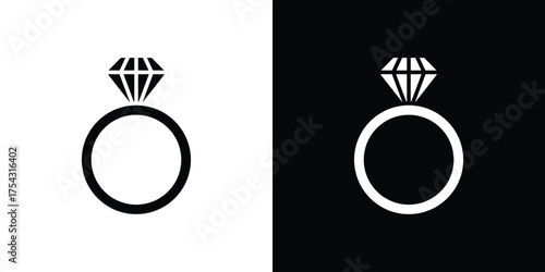 Diamond ring icon glyph vector Illustration