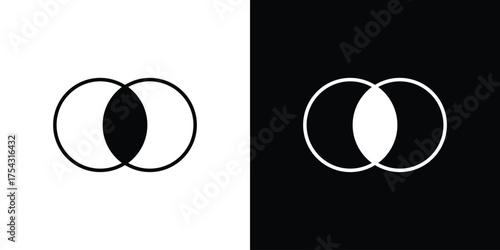 Diagram venn icon glyph vector Illustration