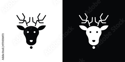 Deer rudolph icon glyph vector Illustration