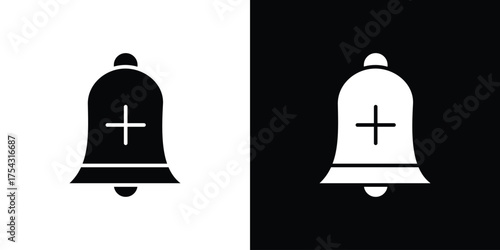 Cowbell circle plus icon glyph vector Illustration