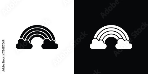 Cloud rainbow icon glyph vector Illustration