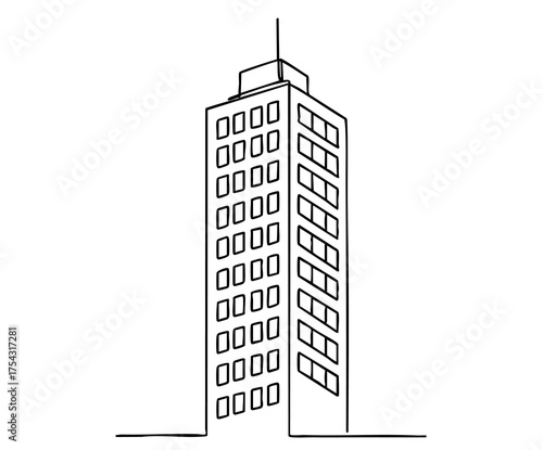 High rise building doodles sketch. Line art