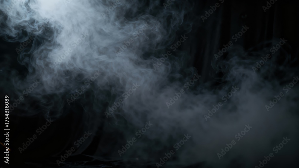 Fototapeta premium Illuminated swirling vapor streams create a dynamic atmosphere against a dark background