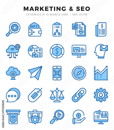 Marketing & SEO icons set for website and mobile site and apps.