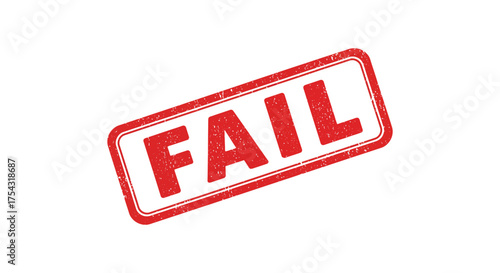 Red and white rubber stamp with the word fail in bold red letters conveying a message of failure or disapproval silhouette
