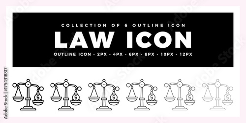 Pack of 6 Outline Vector Law icon