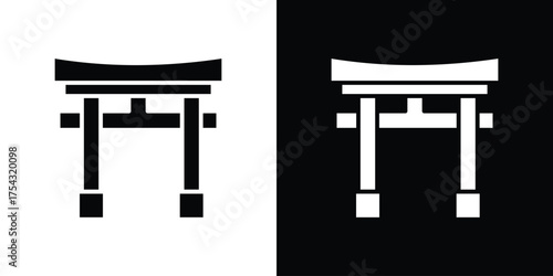 Torii gate icon glyph vector Illustration