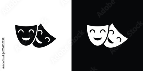 Theater masks icon glyph vector Illustration