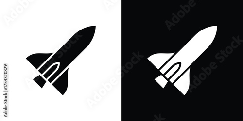 Space shuttle icon glyph vector Illustration