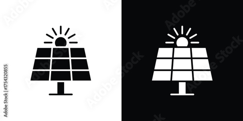 Solar panel icon glyph vector Illustration