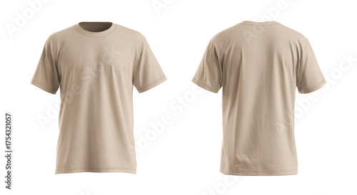 Classic T-shirt Design: Front and Back View of a versatile, beige t-shirt, perfectly showcasing the garment's details, material and fit. It's ready for any branding application.