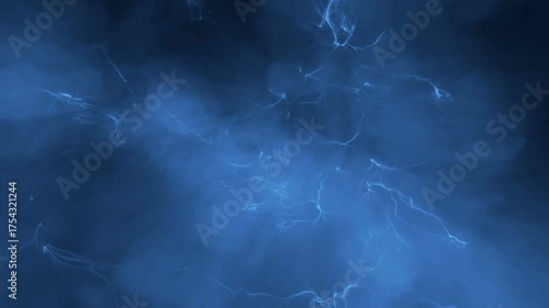 Flying through a nebula built from charged particles. Concept 3d animation.