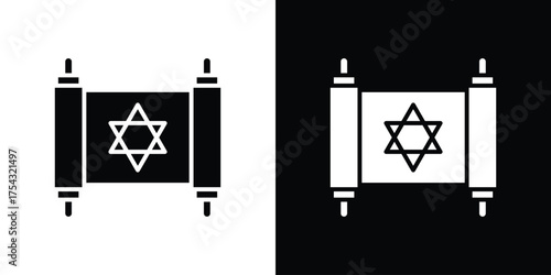 Scroll Torah icon glyph vector Illustration