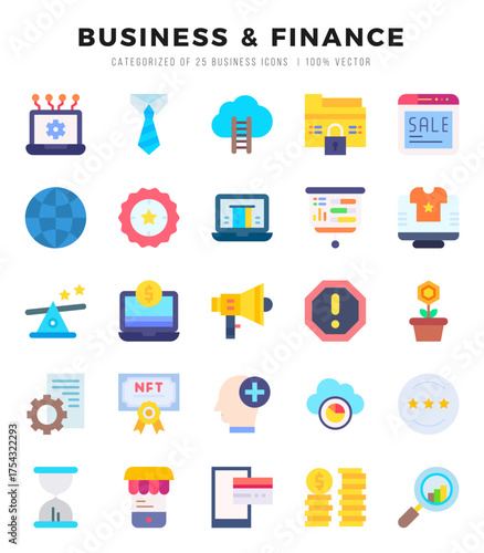 Set of Business & Finance Icons. Simple line art style icons pack.for website and mobile site and apps.