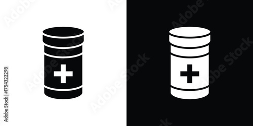 Prescription bottle icon glyph vector Illustration