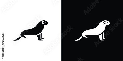 Otter icon glyph vector Illustration