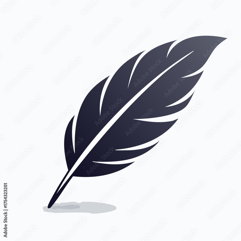 Fototapeta premium Dark feather illustration against white background for design concepts