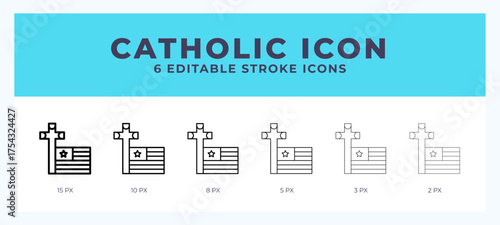 Catholic editable line icon. Vector illustration with different stroke.