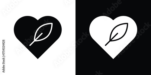 Leaf heart icon glyph vector Illustration