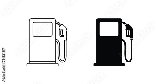 Two gas pump icons one outlined and one solid black