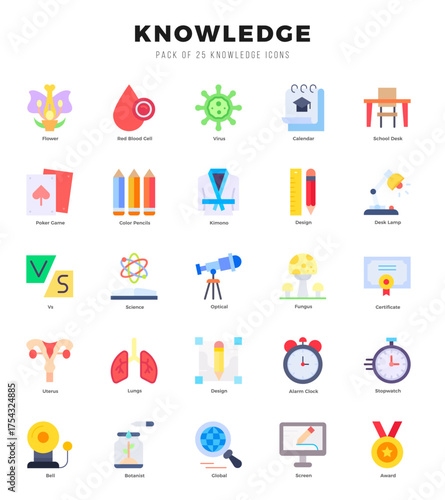 Knowledge Flat icons collection. Flat icons pack. Vector illustration