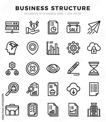 Business Structure elements. Lineal web icon set. Simple vector illustration.