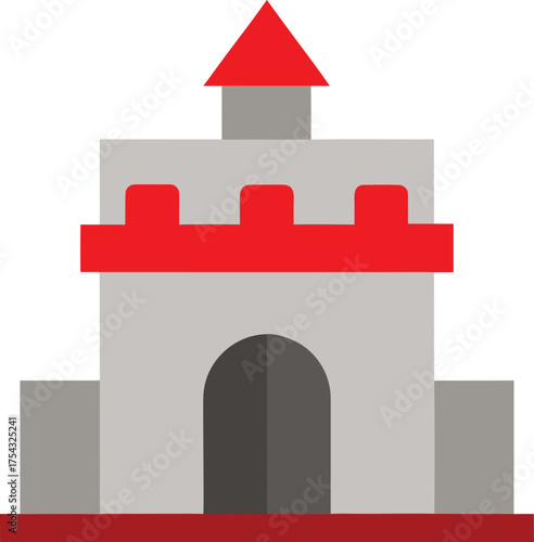 Ancient Castle Tower Icon Flat Design Illustration Medieval Fortification Historic Building Structure Vector