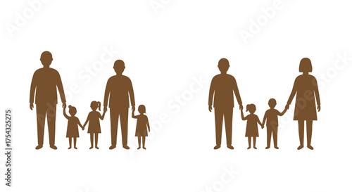 Silhouettes of two families holding hands representing unity and togetherness