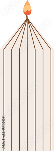 Cozy autumn candles with leaf and stripe patterns. Illustation on white background