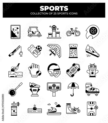 Collection of 25 Sports Icons.  A Visual Guide to Various Sports and Activities