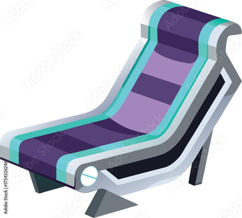 Isometric Futuristic Lounger Chair Vector Illustration for Space Age Interior Design and Modern Relaxation Furniture Concept